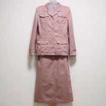 ピンク金ボタンサファリジャケット&スカート【M】