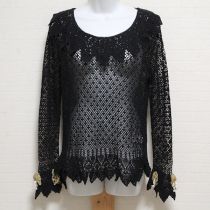 黒鈴蘭モチーフレース編みセーター
