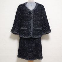 紺リボンツイードジャケット&スカート【9号】